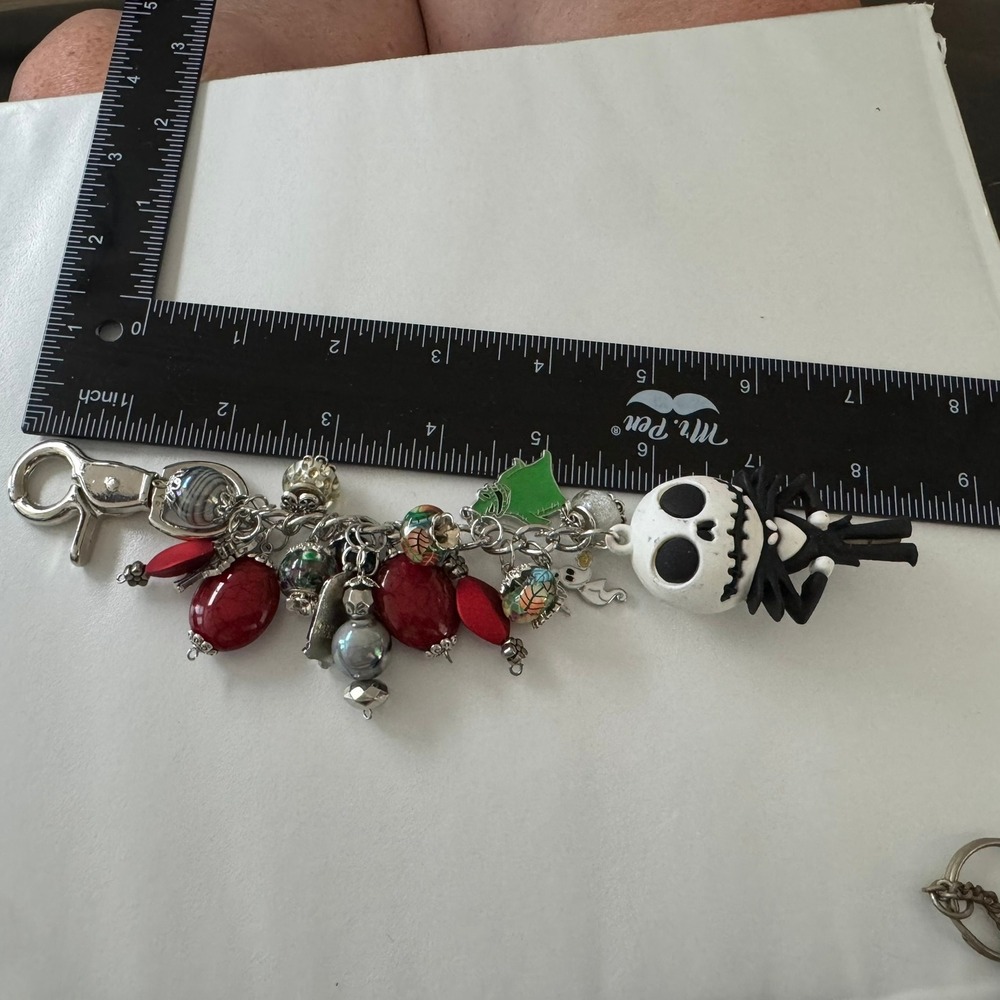 Nightmare Before Christmas Charm Keychain, Jack Skellington, Beads Disney‎